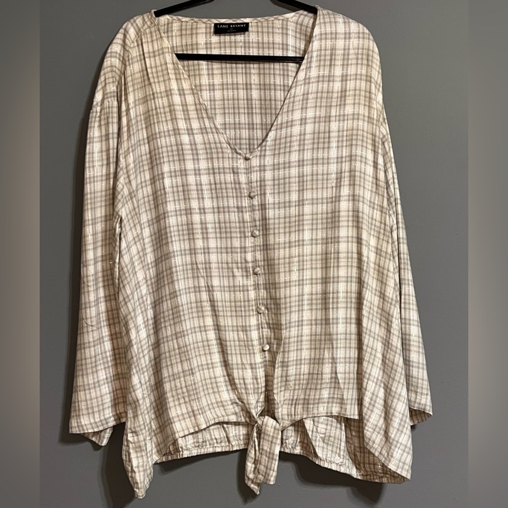 Lane Bryant grey/silver Cream Boxy Blouse size26/28 NWOTs